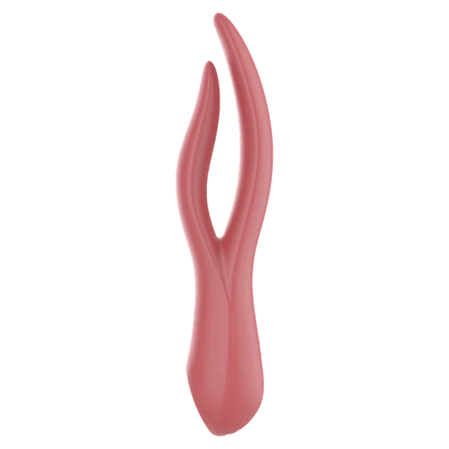 Sprig Dual-Tip Massager in warm rose body-safe silicone
